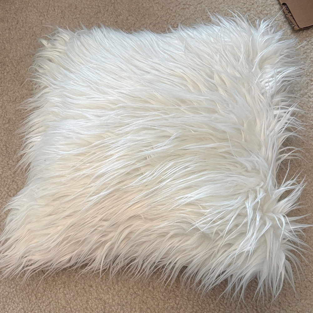 Thro White Faux Fur Pillow